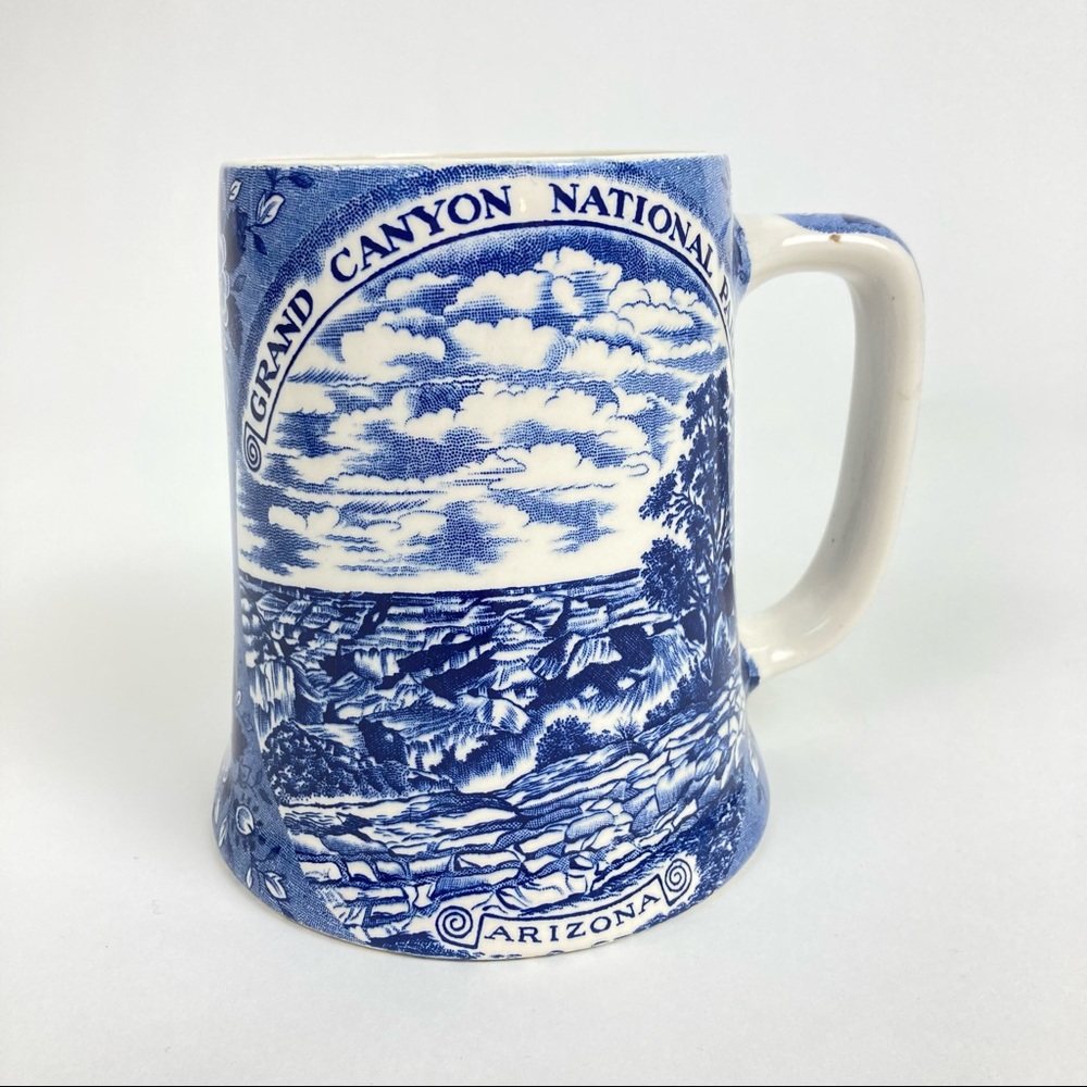 Stanfordshire Ware Grand Canyon Nat Park Blue and White Mug